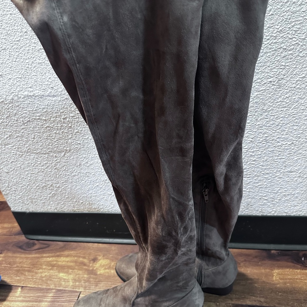 JustFab Over The Knee Boots Wide Calf Dark Taupe Size 9